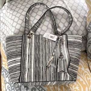 BNWT Guess Kamryn Black/White Stripe Purse